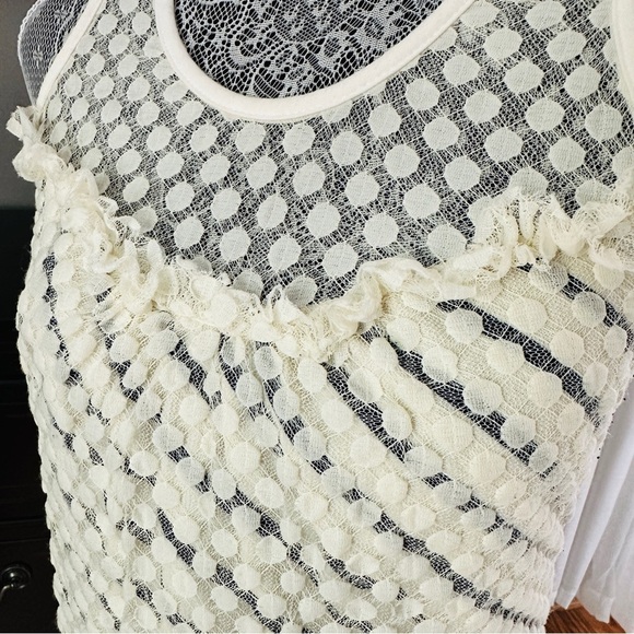 Vintage Y2K Charlotte Russe White and Blue Striped and Polka Dot Lace Top Size M - Picture 5 of 13